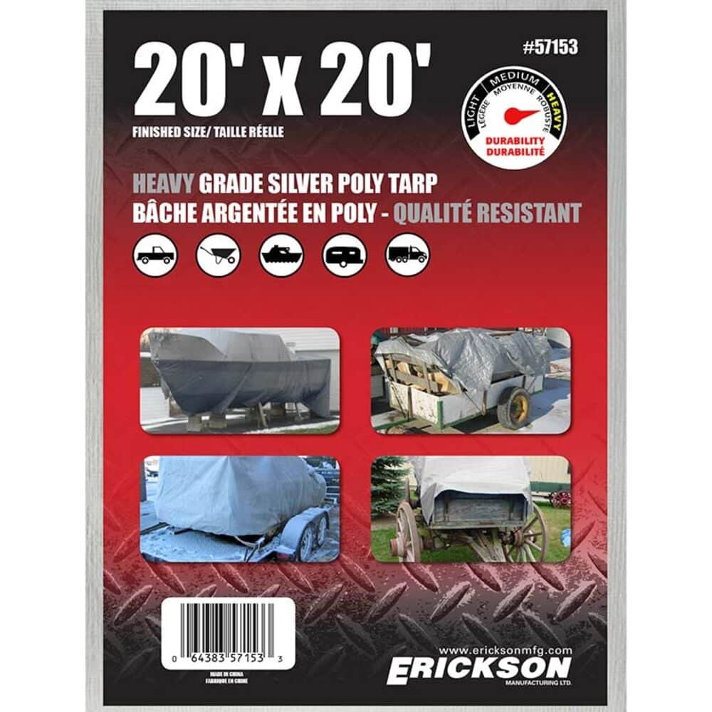 Heavy Grade Silver Poly Tarp, 20-ft x 20-ft | Atwoods