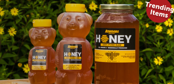 Honey jars and honeycomb background