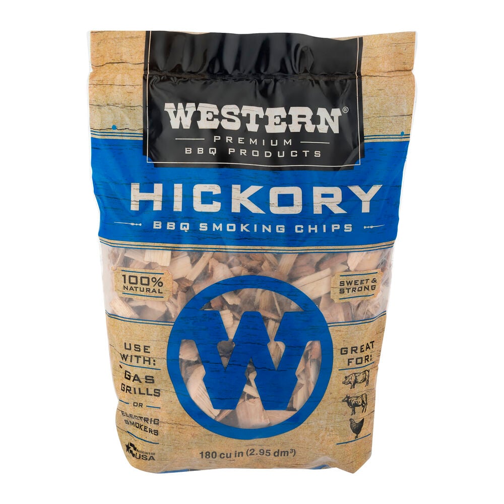 image of Premium BBQ Products Hickory BBQ Smoking Chips, 180 cu in