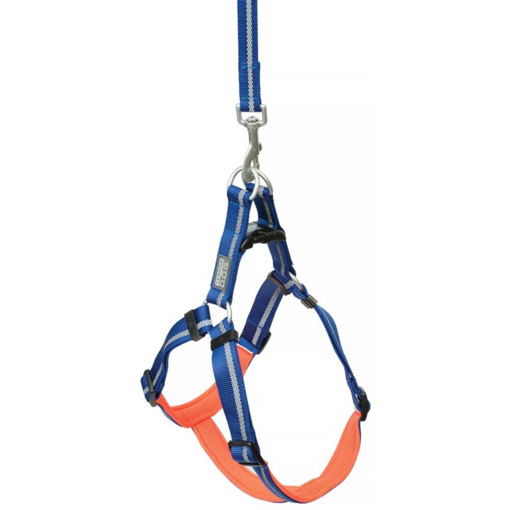 image of Reflective Neoprene Lined Dog Harness, Medium, Dark Blue
