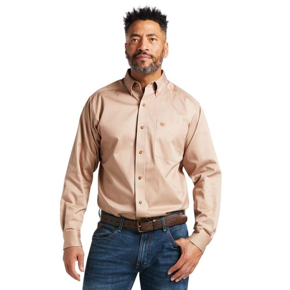image of Men's Solid Twill Long Sleeve Button Down Shirt