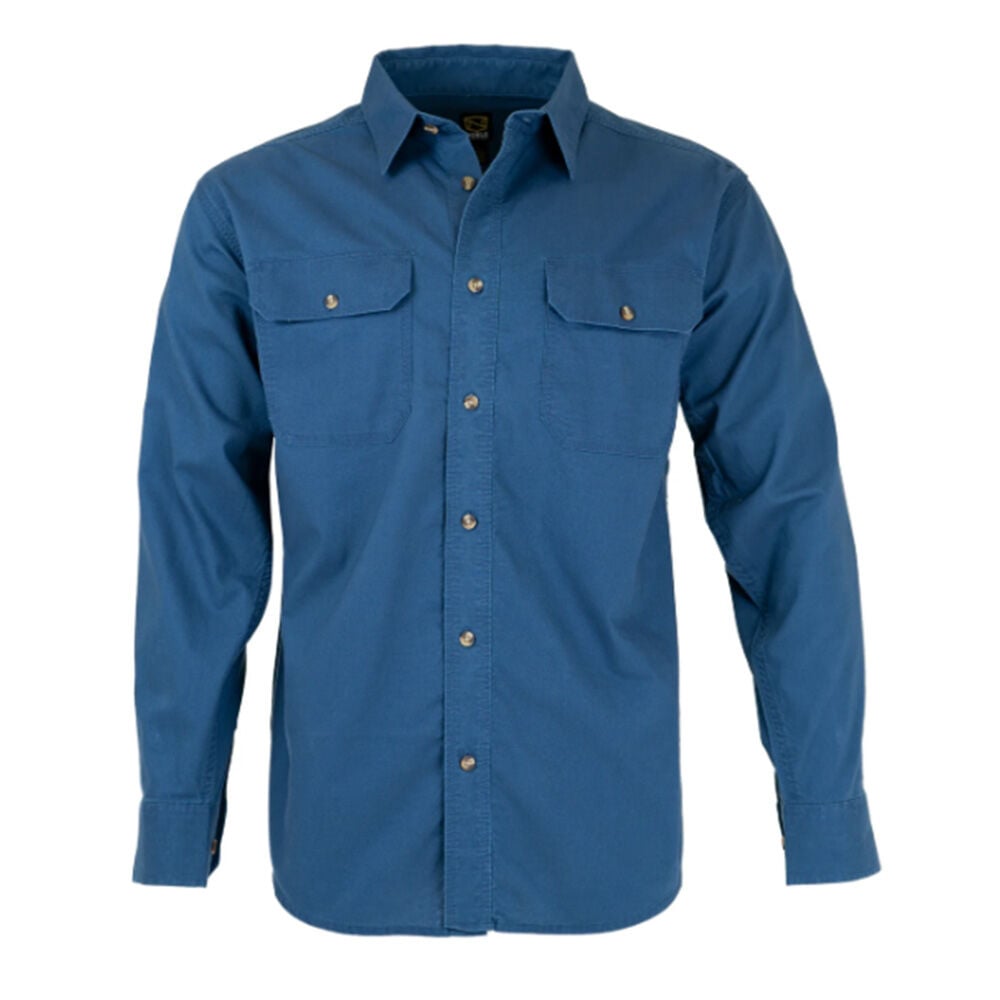 image of Men's Long Sleeve Weathered Work Shirt- Steel Blue