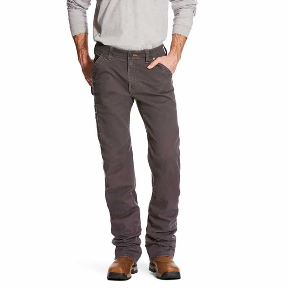 image of Men's Rebar M4 Relaxed DuraStretch Washed Twill Dungaree Boot Cut Pant, Rebar Gray
