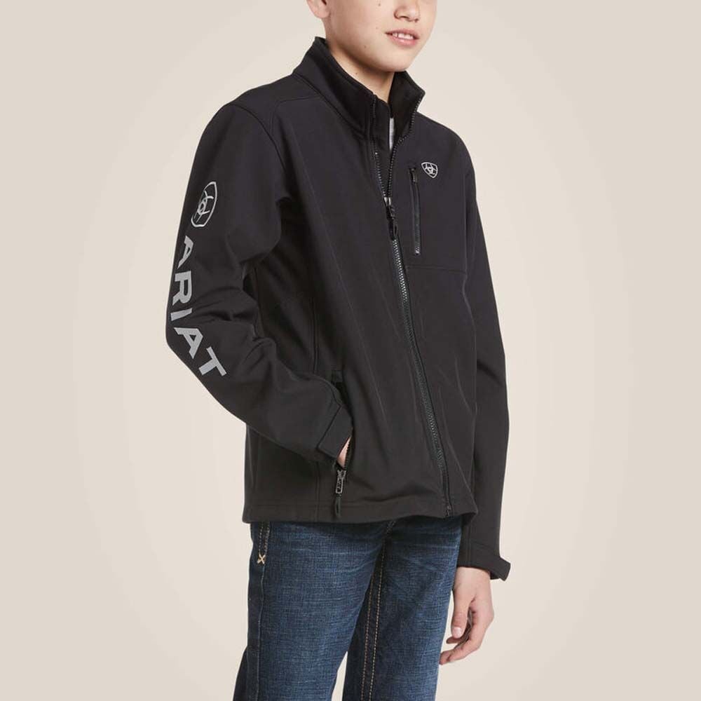 image of Boys' Logo 2.0 Softshell Jacket, Black/Silver