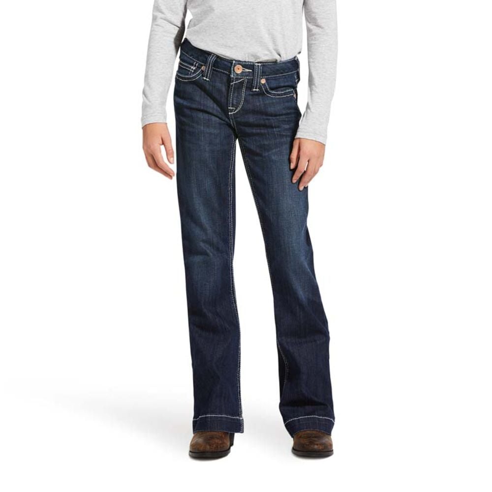 image of Girl's Ella Stretch Mid Rise Wide Leg Slim Fit Trouser Jean