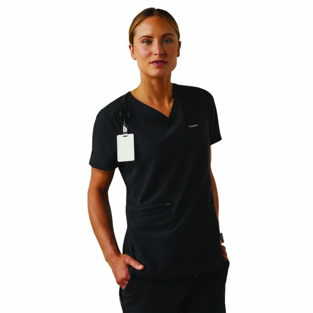 image of Women's Clara 6 Pocket Scrub Top, Black