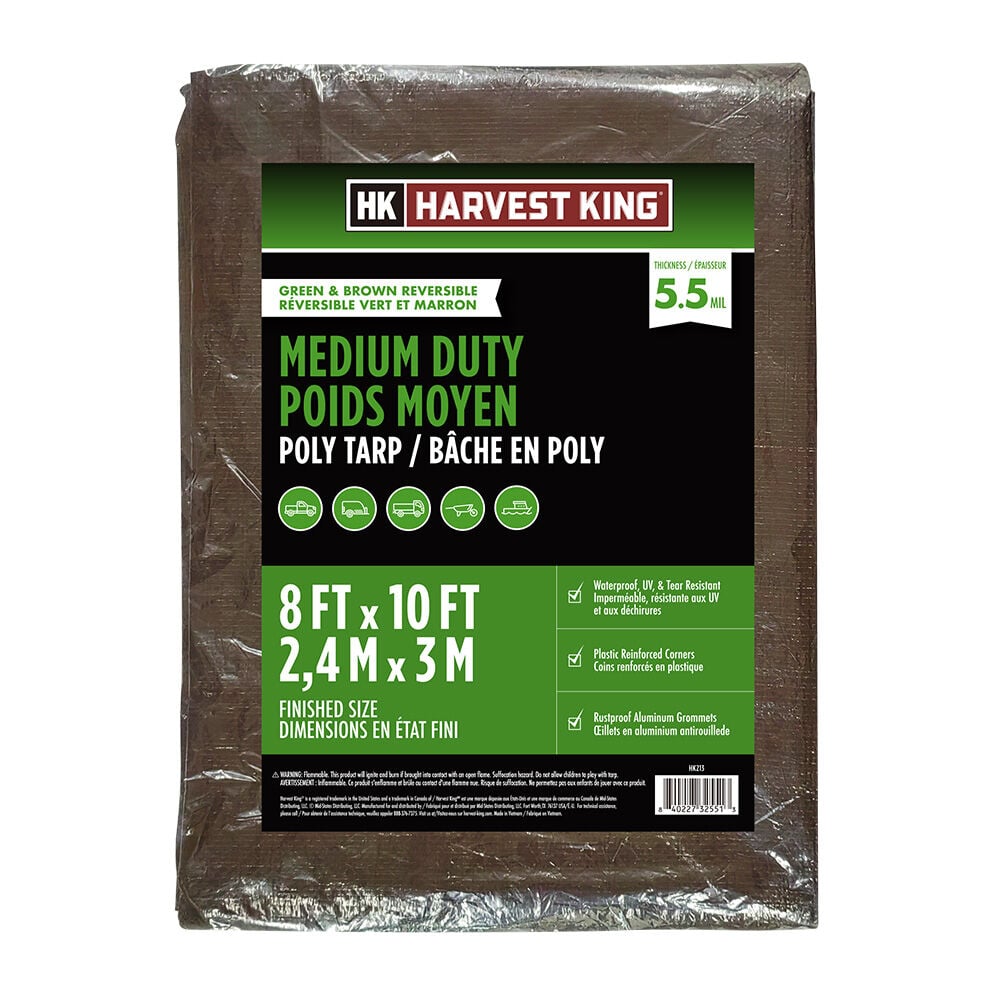 image of Brown/Green Mid-Grade Poly Tarp, 8 ft x 10 ft
