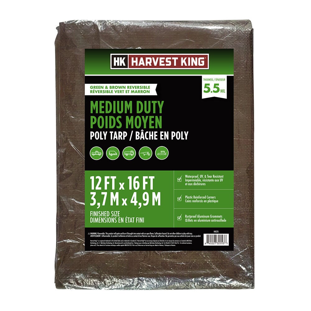 image of Brown/Green Mid-Grade Poly Tarp, 12 ft x 16 ft