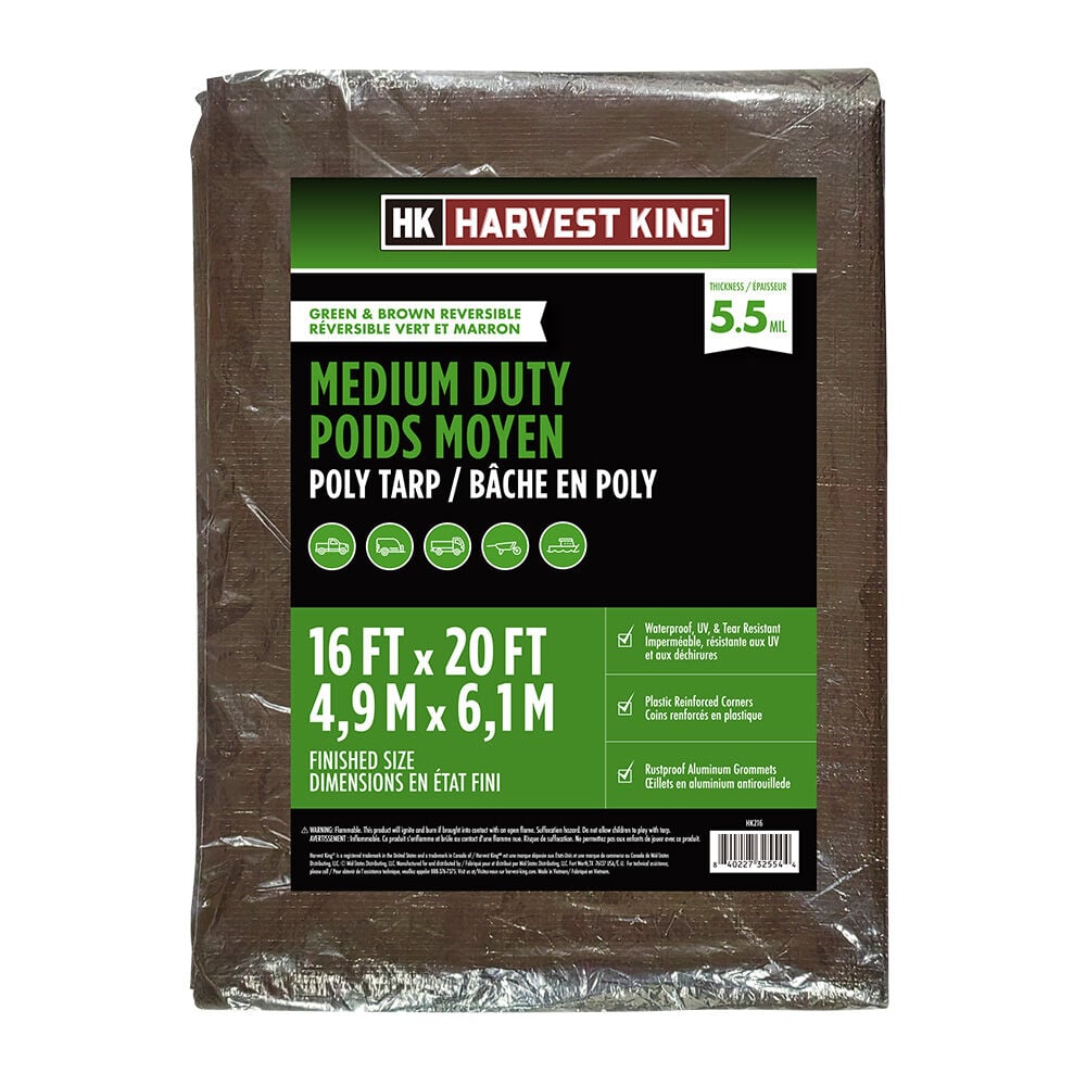 image of Brown And Green Mid Grade Reversible Poly Tarp, 16-ft x 20-ft