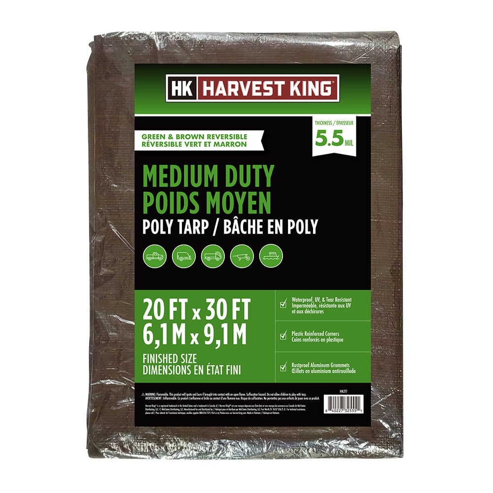 image of Brown and Green Mid Grade Reversible Poly Tarp, 20-ft x 30-ft