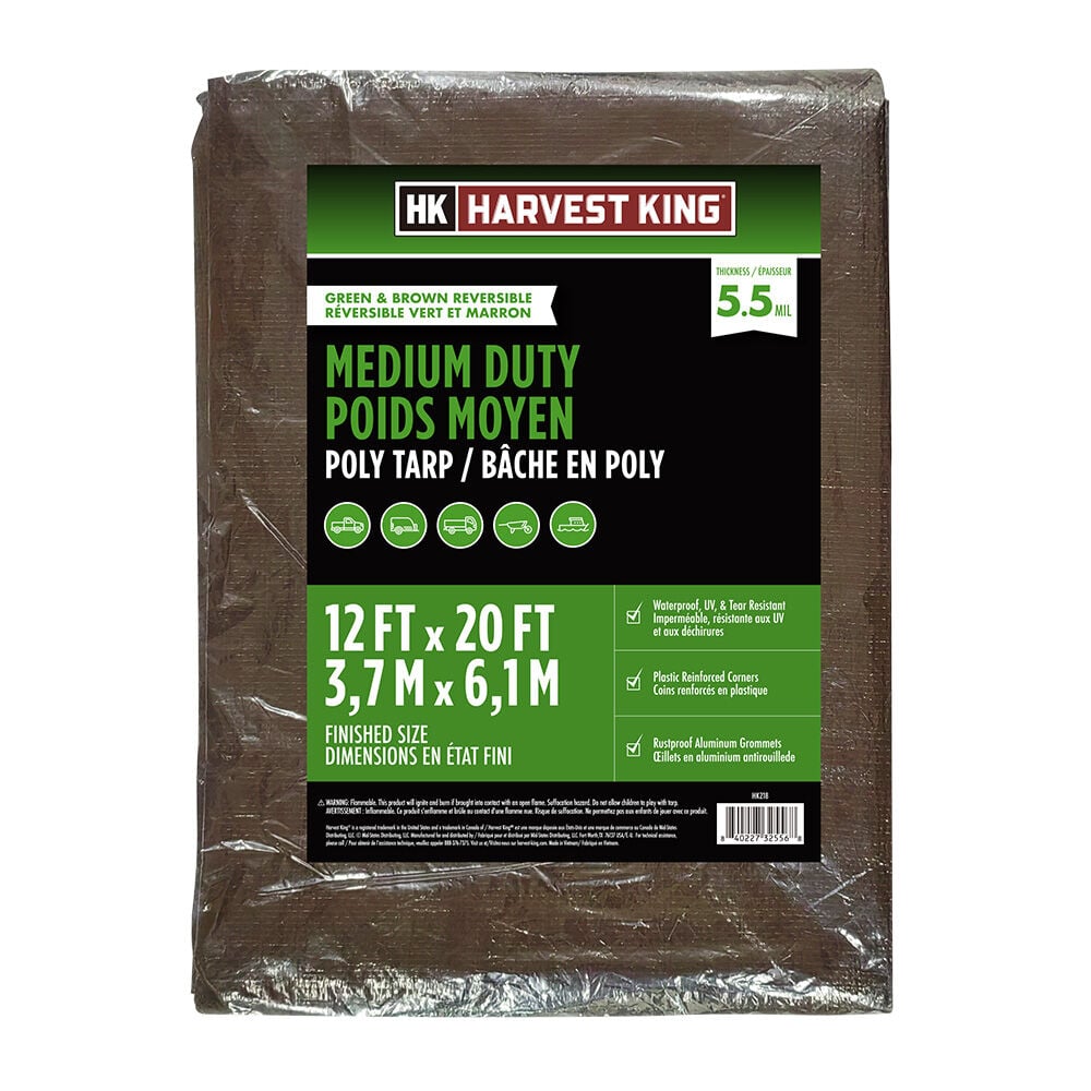 image of Brown/Green Mid-Grade Poly Tarp, 12-ft x 20-ft