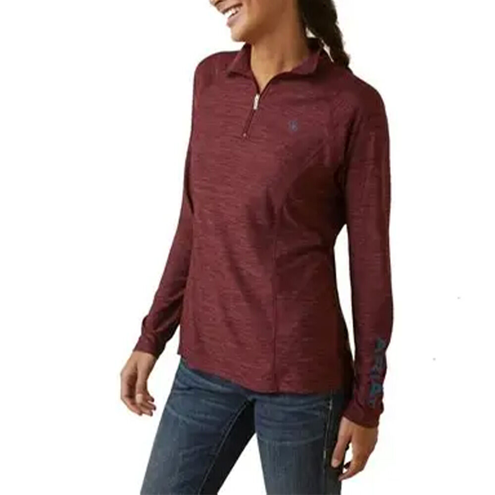 image of Women's Laguna 1/4 Zip Long Sleeve Shirt- Tawny Port
