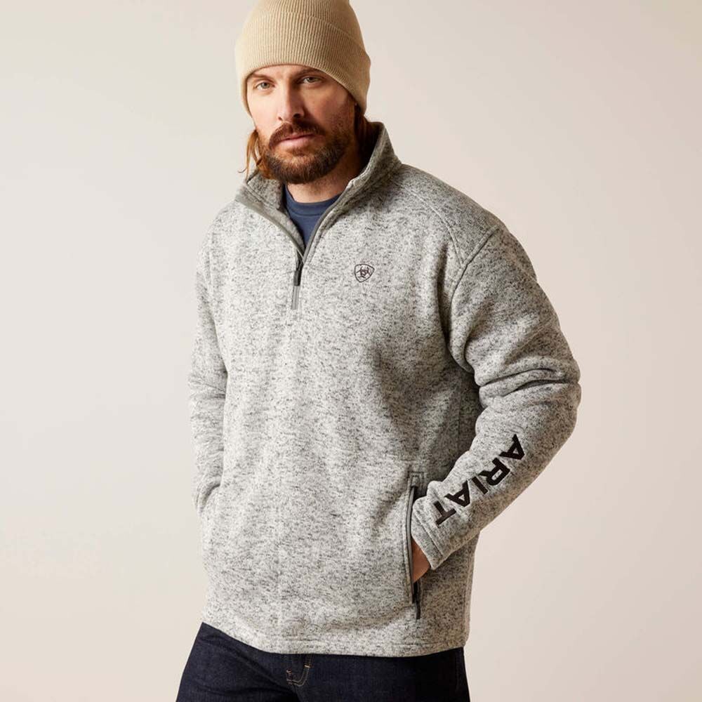 image of Men's Caldwell Logo 1/4 Zip Sweater, Nulla Heather