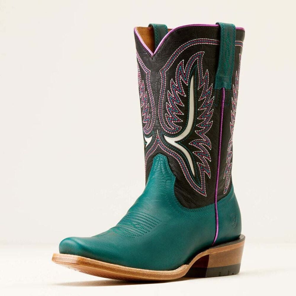 image of Women's Futurity Colt Narrow Cutter Toe Western Boot, Ancient Turquoise/Luxe Black