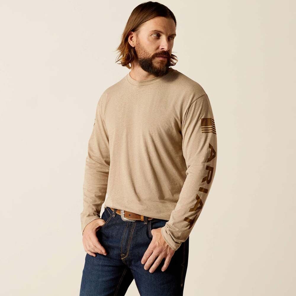 image of Men's Elevated V2 Long Sleeve T-Shirt, Oatmeal Heather