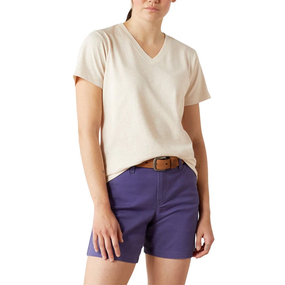 image of Women's Rebar Cotton Strong Standard V-Neck T-Shirt- Sun Kiss Heather