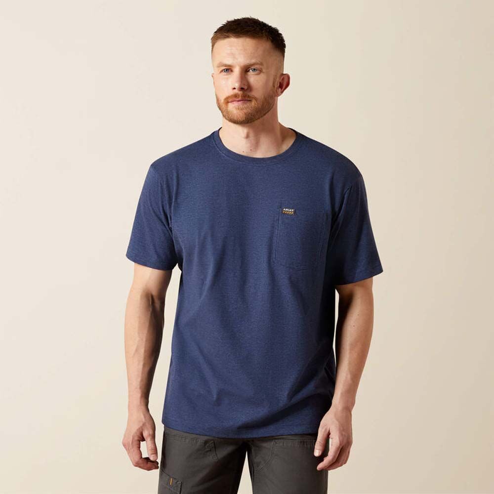 image of Men's Rebar Cotton Strong Standard Pocket Short Sleeve T-Shirt, Navy