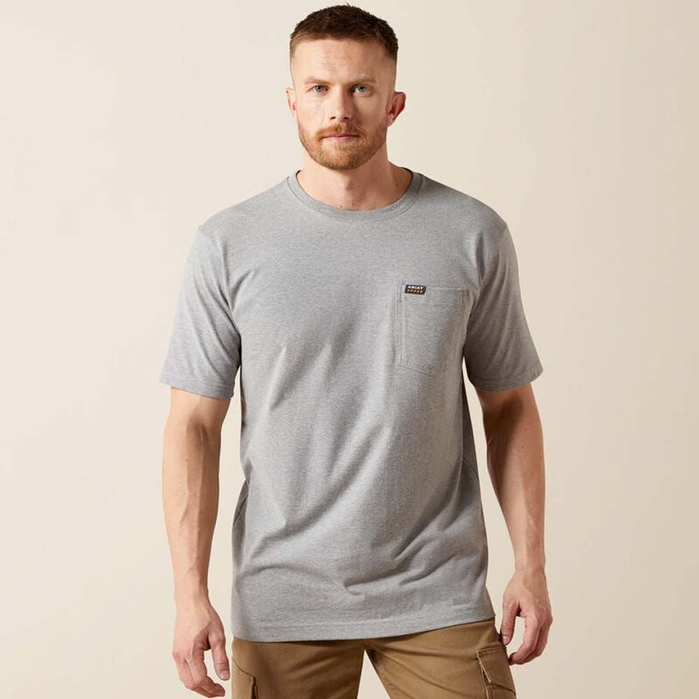 image of Men's Rebar Cotton Strong Standard Pocket Short Sleeve T-Shirt, Gray