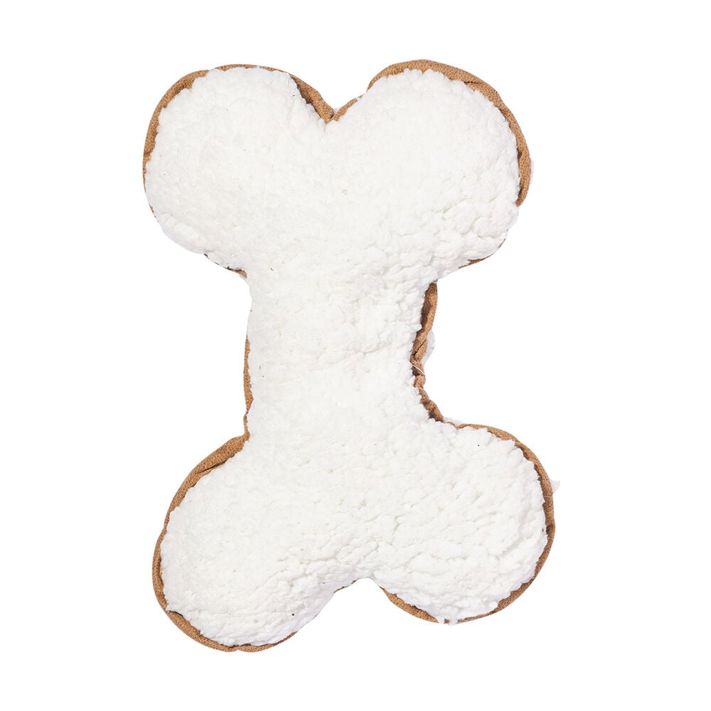 image of Plush Bone Squeaky Dog Toy, 10 in