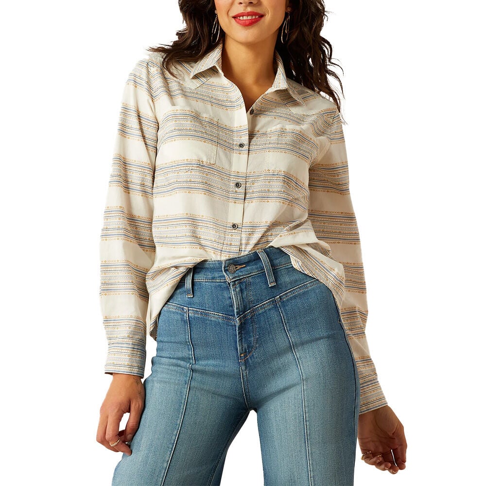 image of Women's Billie Jean Shirt- Mustard Jacquard