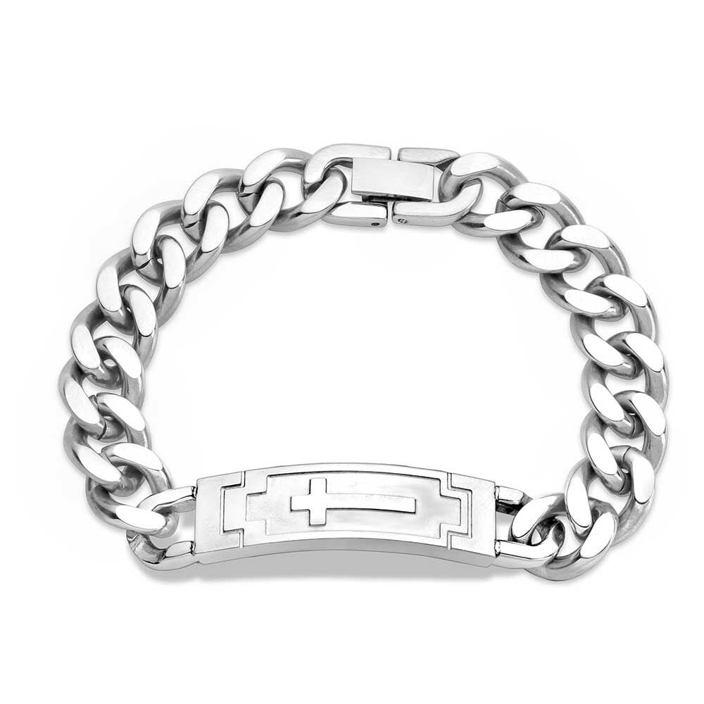 image of Devoted Faith Cross Cuban Link Bracelet