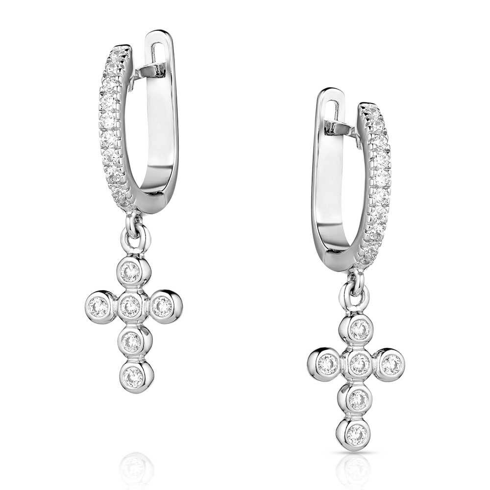 image of Simple Belief Crystal Cross Earrings