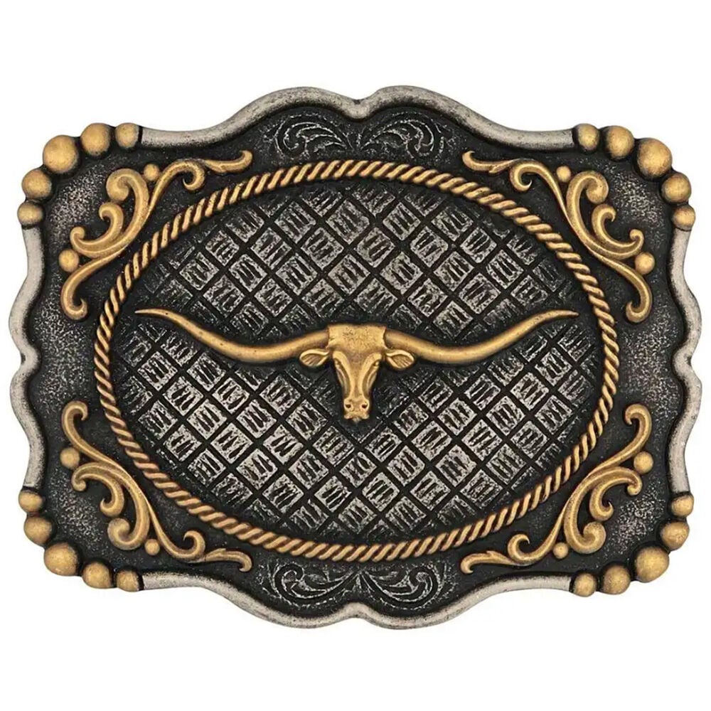 image of Men's Belt Buckle- Framed Longhorn Attitude