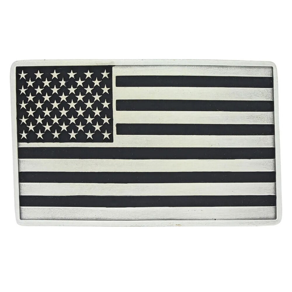 image of Men's Belt Buckle- Antiqued American Flag Attitude