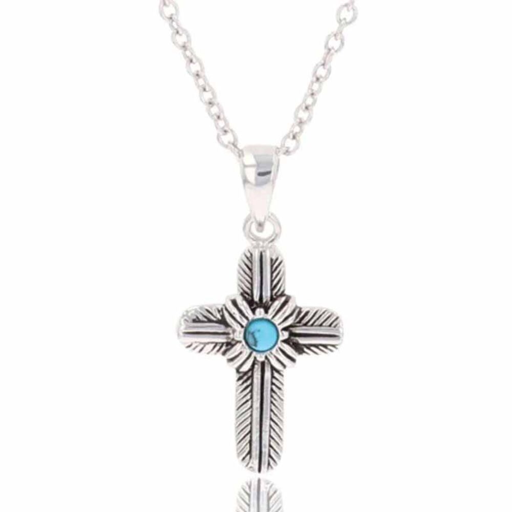 image of Women's Necklace- Feathered Cross