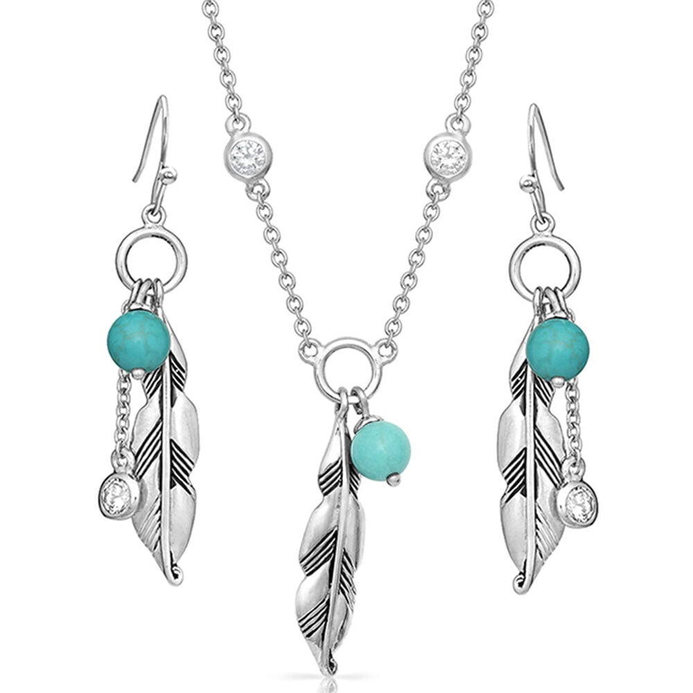 image of Women's Jewelry Set- Charming Feather and Turquoise