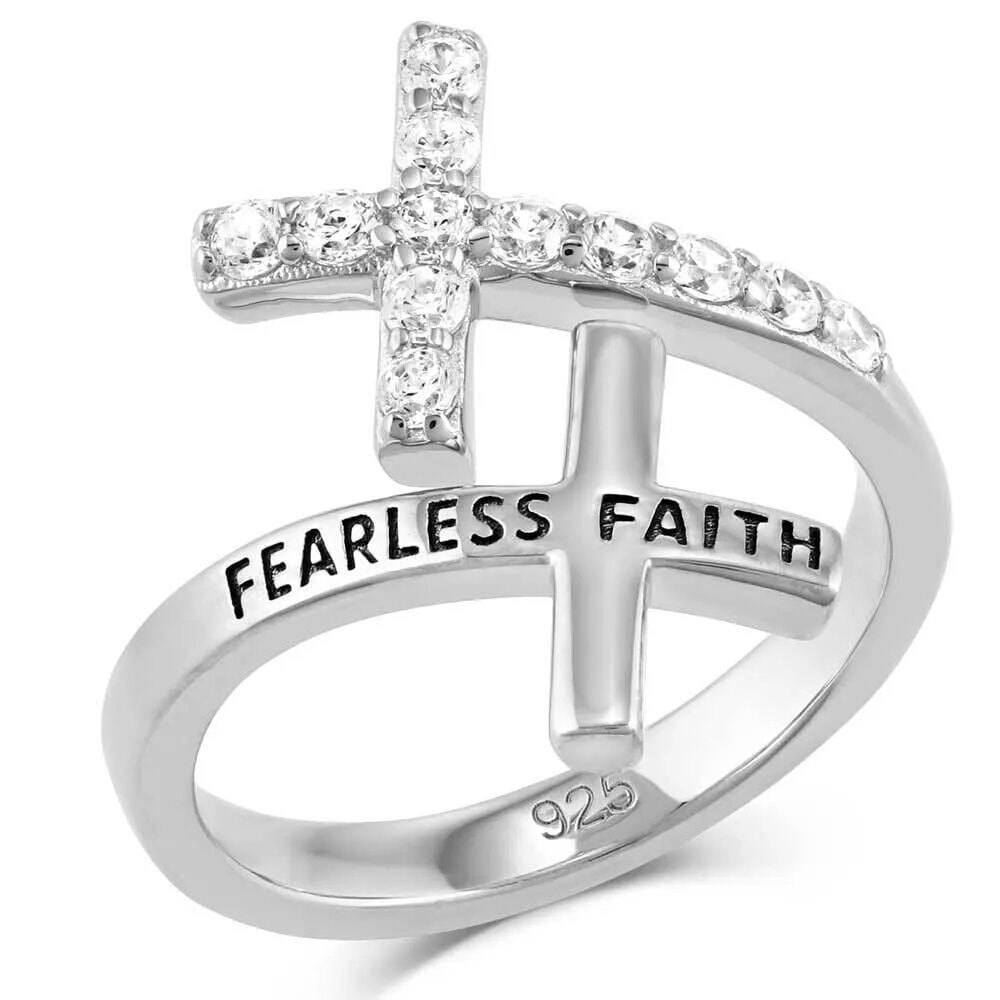 image of Women's Fearless Faith Cross Ring