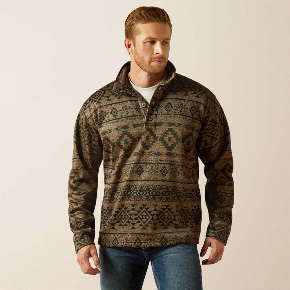 image of Men's Caldwell 1/4 Button Sweater, Light Brown Southwest