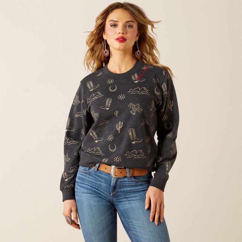 image of Women's Essential Crew Sweatshirt, Black Heather