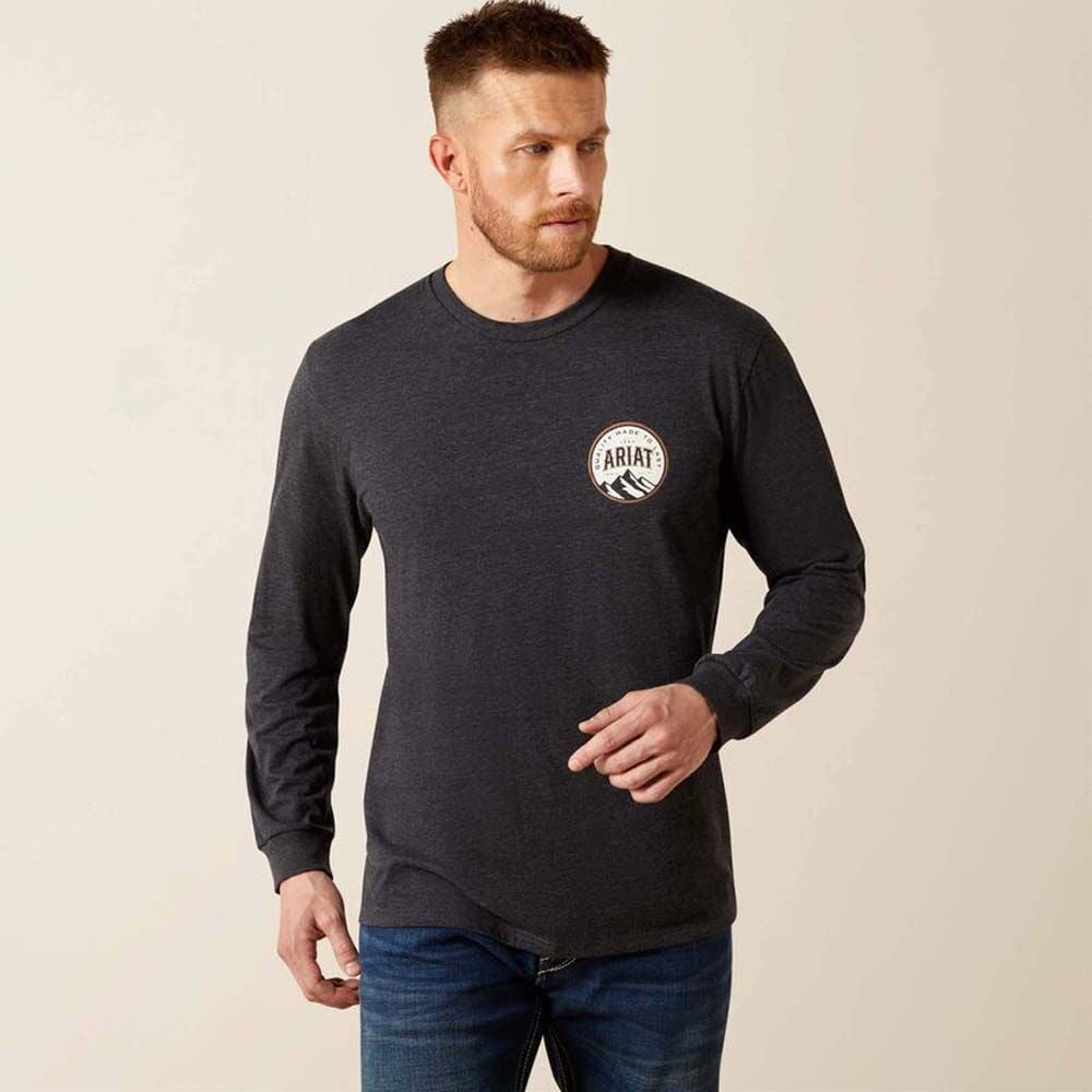 image of Men's Graphic Circle A Long Sleeve T-Shirt, Charcoal Heather