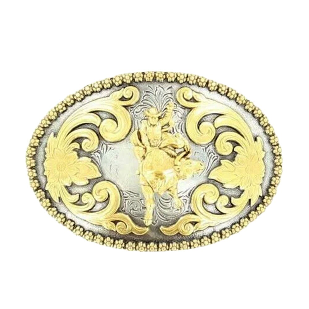 image of Men's Oval Gold Bull Rider Belt Buckle