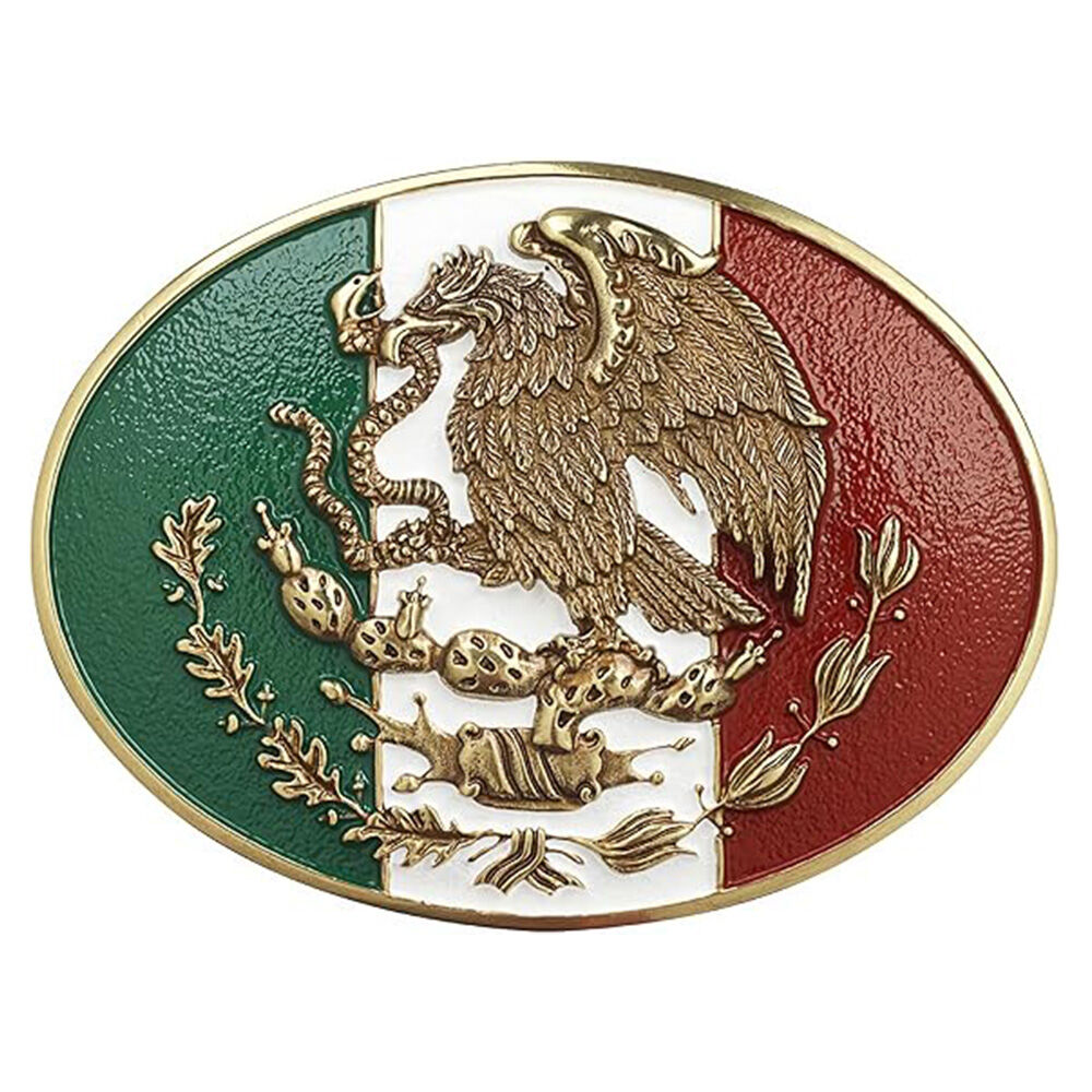 image of Men's Oval Mexican Flag Belt Buckle