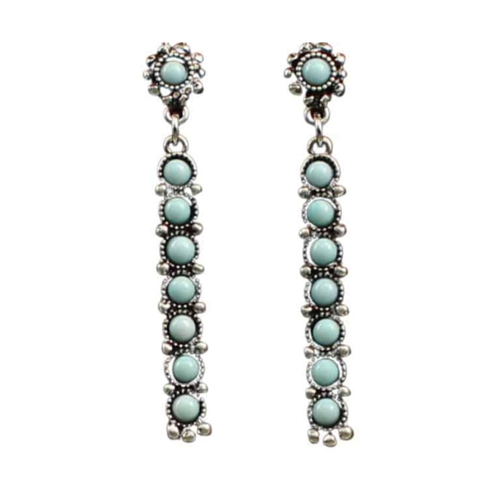 image of Silver Turquoise Bar Earrings