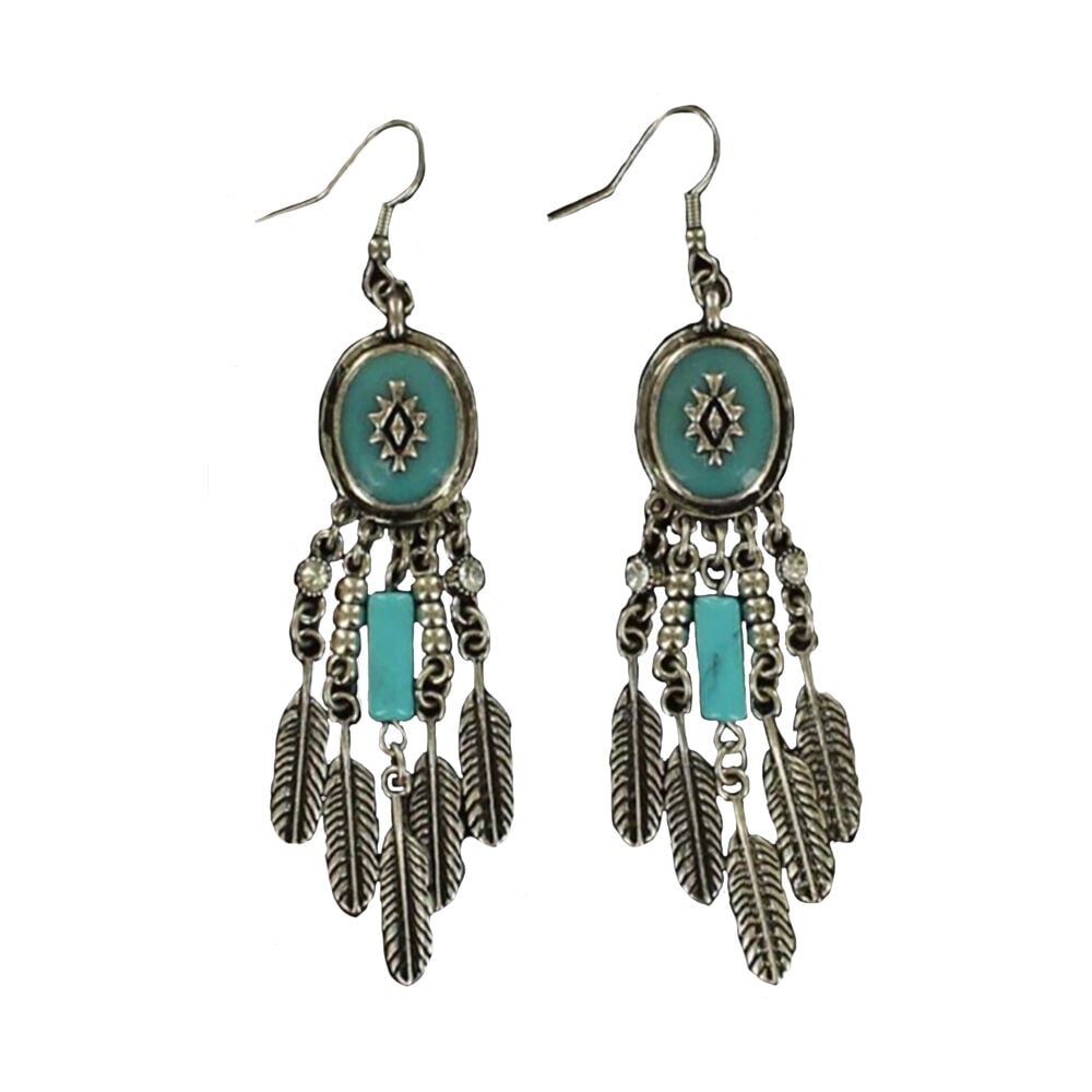 image of Feathers with Turquoise Earrings
