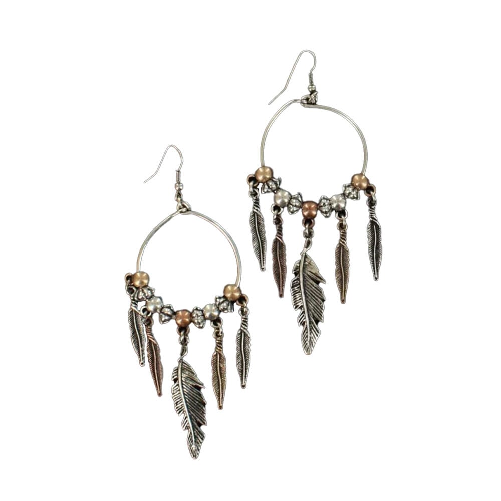image of Hoop With Feather Earrings