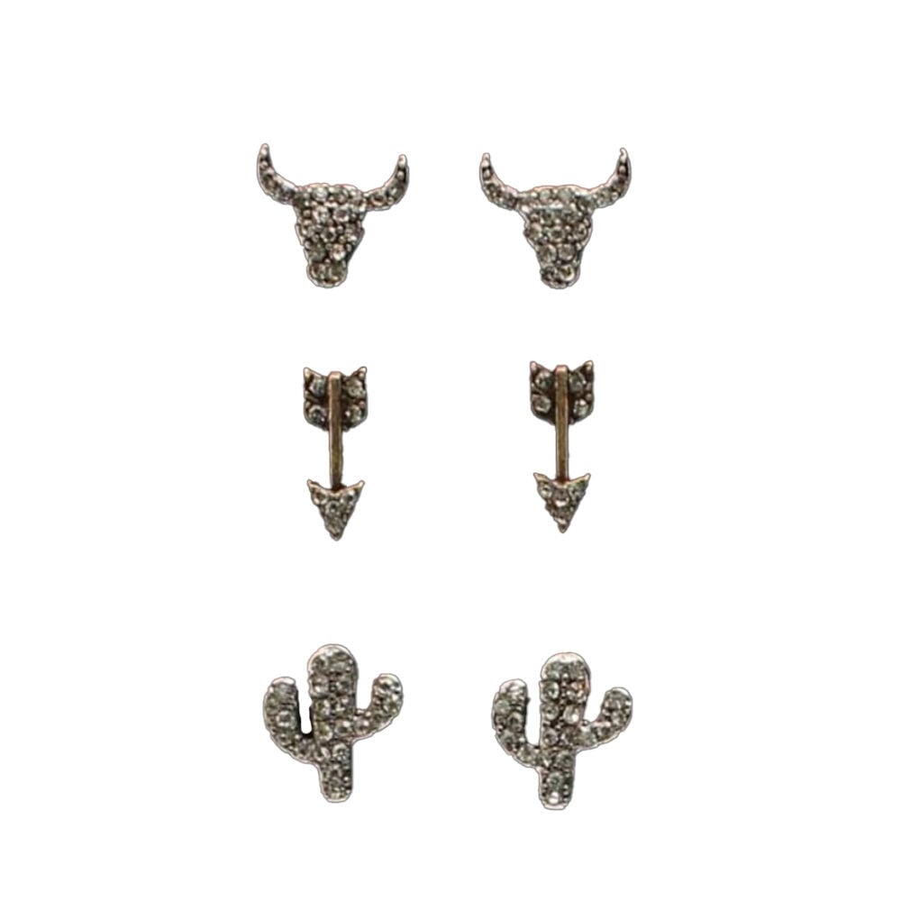 image of 3 Piece Longhorn Arrow and Cactus Earrings