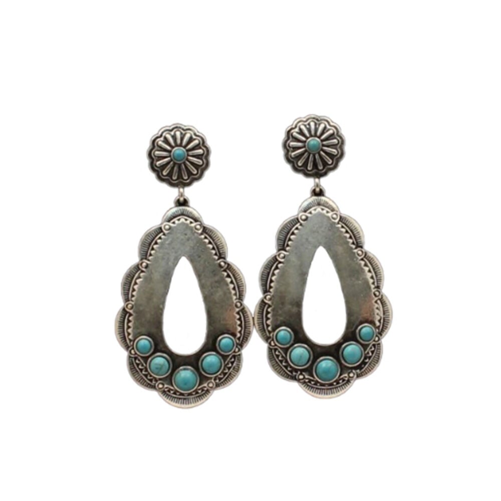 image of Western Oval Turquoise Stone Earrings