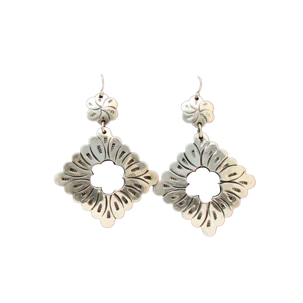 image of Floral Diamond Dangle Earrings