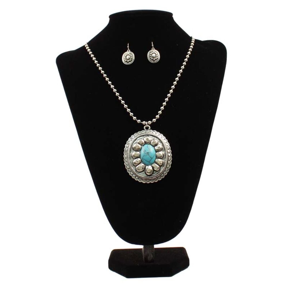 image of Oval Pendant with Turquoise Stone Jewelry Set