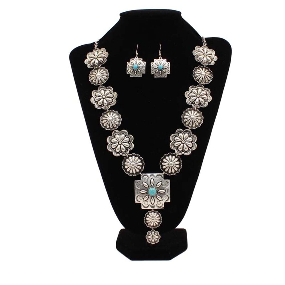 image of Southwest Concho Turquiose Stone Jewelry Set