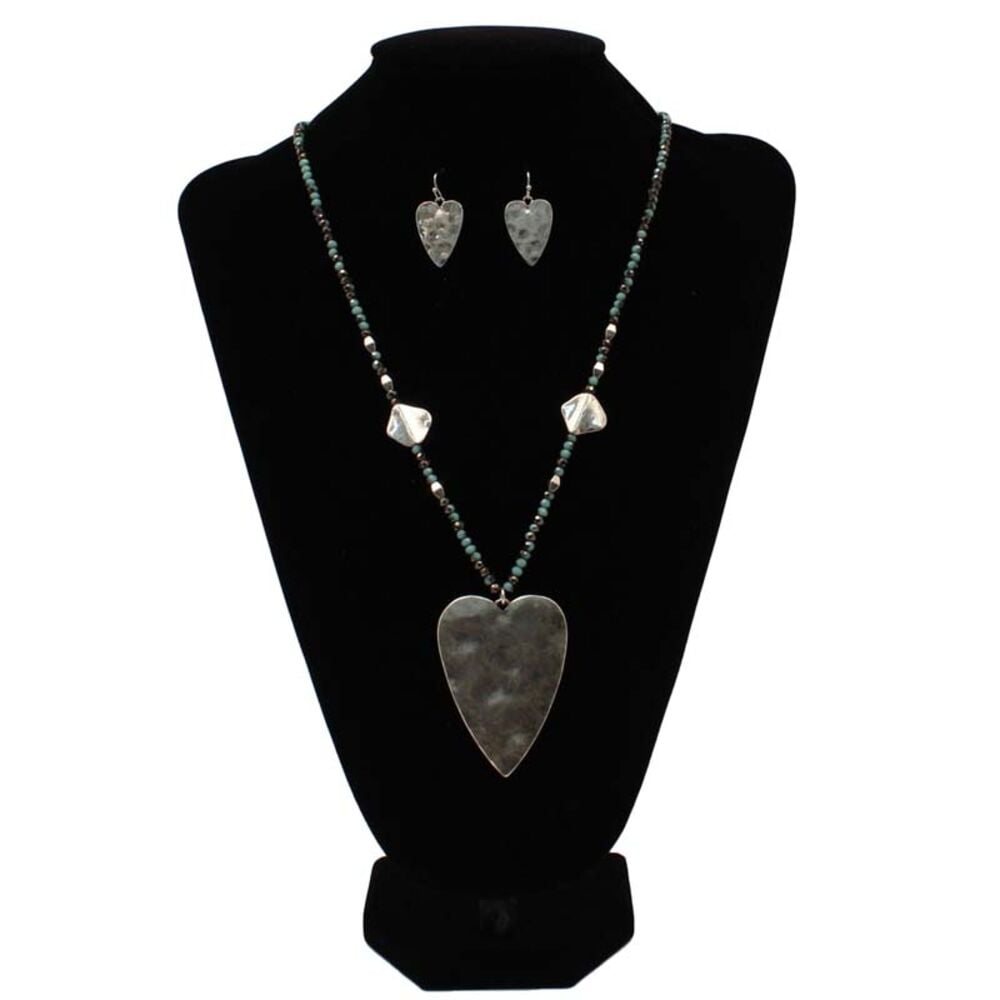 image of Hammered Heart with Beads Jewelry Set