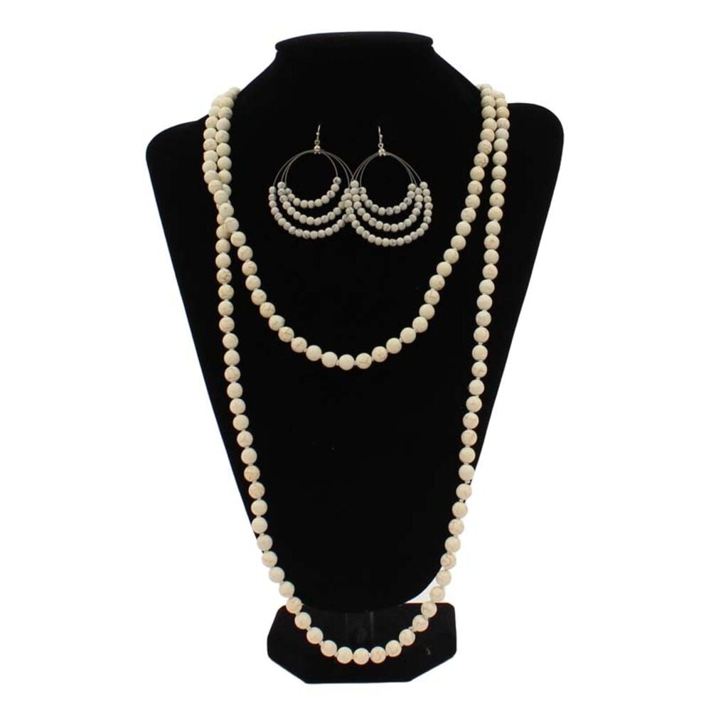 image of White Marble Beaded Jewelry Set