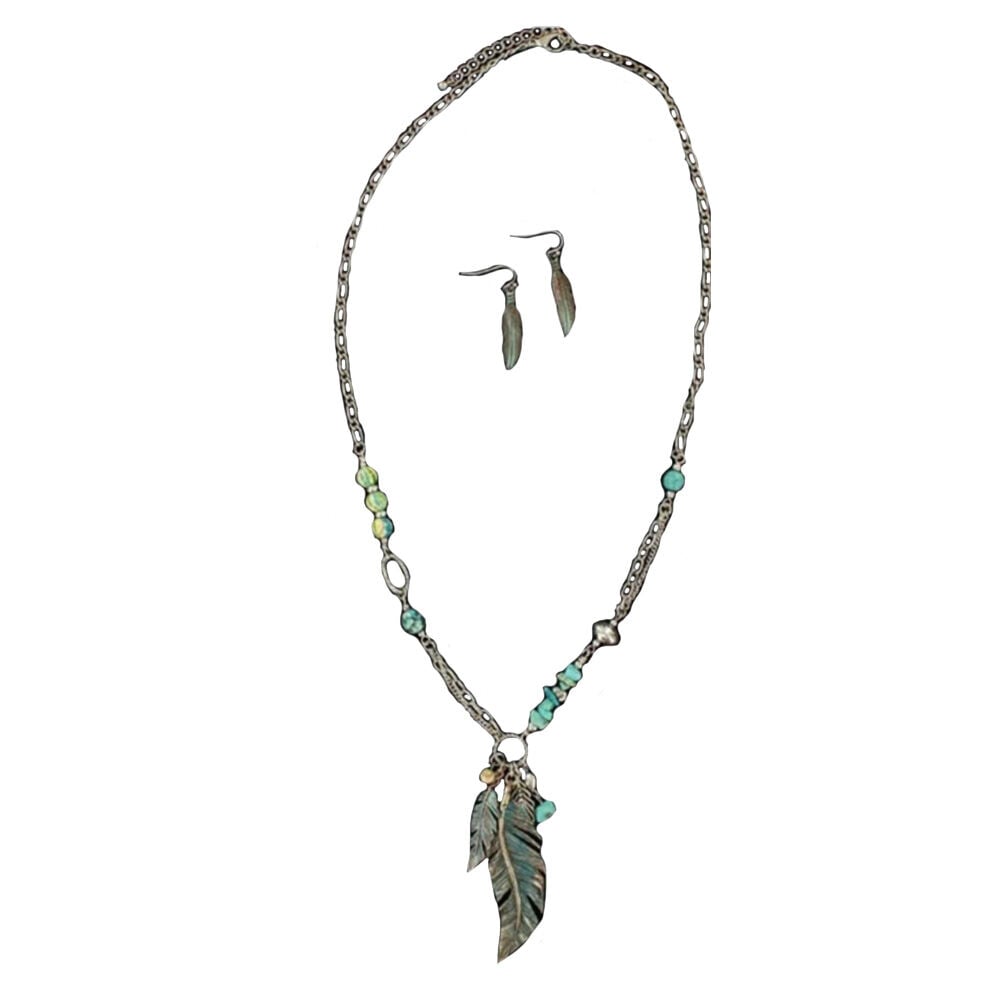 image of Beaded Feather Jewelry Set
