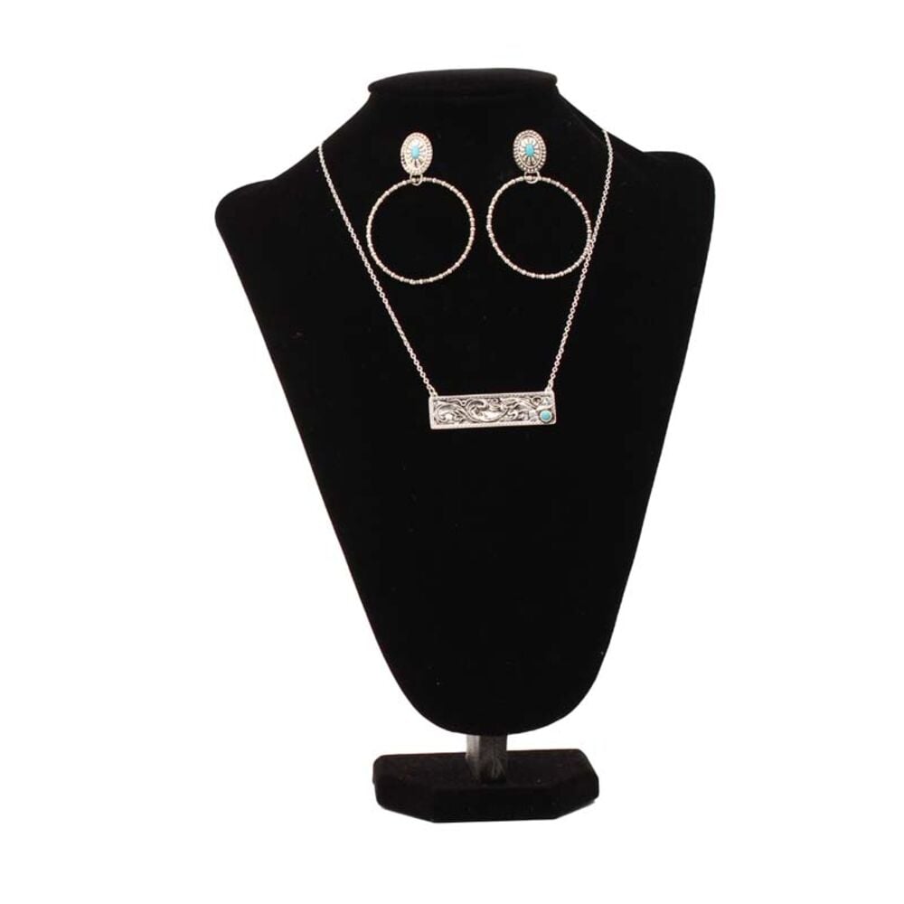 image of Floral and Turquoise Pendanct Jewelry Set