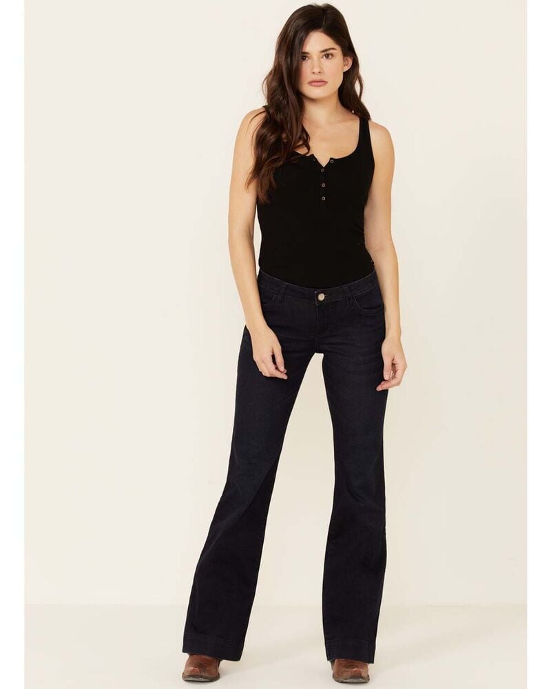 image of Women's Retro Mae Mid Rise Wide Leg Trouser Jean, Denim