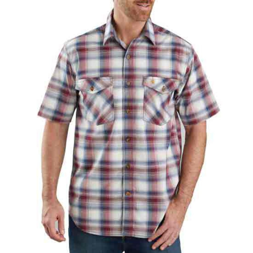 image of Men's Dark Barn Red Rugged Flex Relaxed Fit Lightweight Plaid Shirt